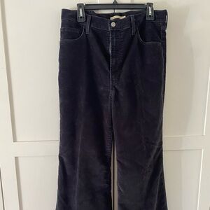 Chic Black Corduroy Bell Bottom Pant